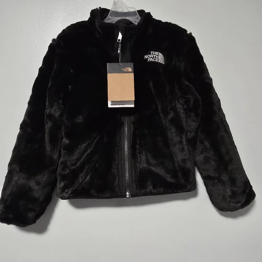 NWT The North Face Girls Size XS (6) Reversible Faux Fur Mossbud Jacket, Black - Picture 7 of 12